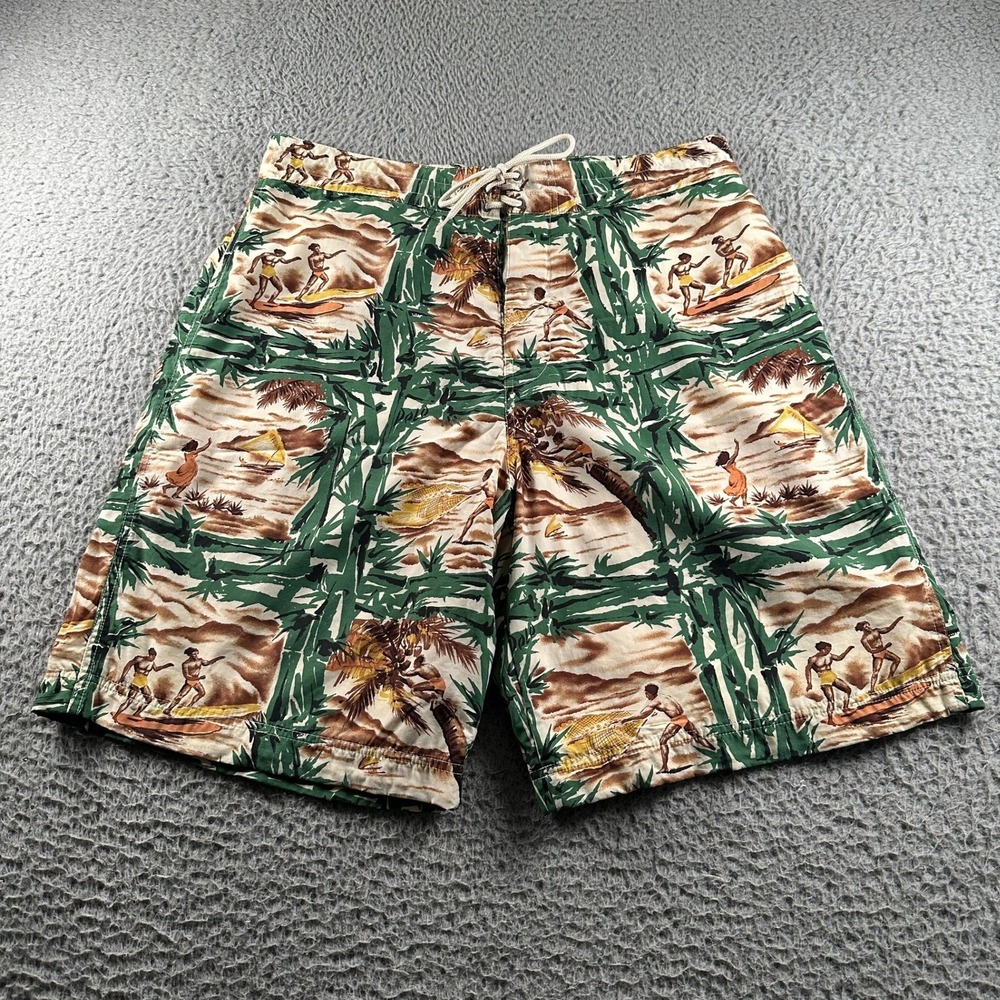 Vtg Polo Sport Ralph Lauren Board Shorts Mens 34 Tropical Surf‎ Palm Print Y2K